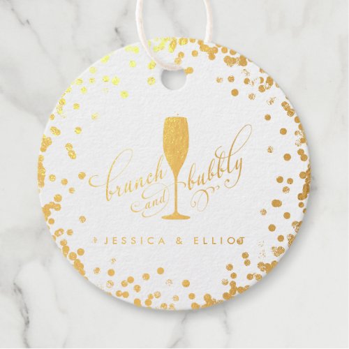 Brunch  Bubbly Bachelorette Engagement Brunch Fav Foil Favor Tags