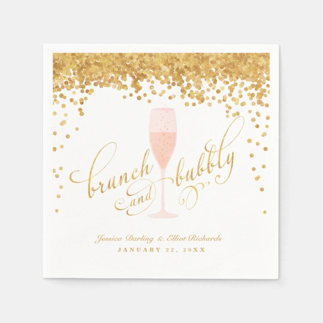 Brunch & Bubbly Bachelorette Engagement Brunch Napkins (Front)