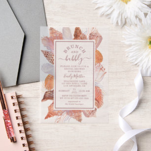 Brunch & Bubbly Beach Seashells Bridal Shower Vellum Invitations