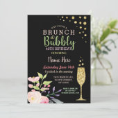Brunch & Bubbly Birthday Gold Floral Invite (Standing Front)