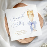 Brunch & Bubbly Blue Bow Bridal Shower Napkins<br><div class="desc">Add a charming detail to your table with these paper napkins featuring a delicate blue bow and golden champagne glass — ideal for a polished and festive bridal shower.</div>
