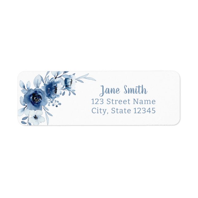 BRUNCH & BUBBLY Blue Floral Bridal Shower  Label (Front)