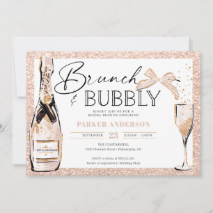 Brunch & Bubbly Blush Gold Bridal Shower Invitation