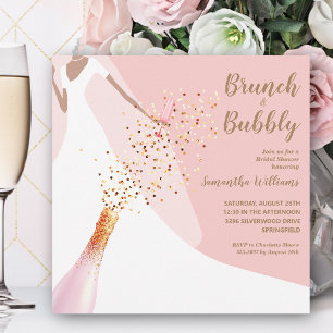 Brunch Bubbly Blush Pink Bridal Shower Invitation