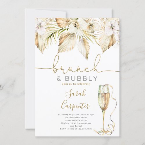 Brunch  Bubbly Boho Bridal Shower invitation