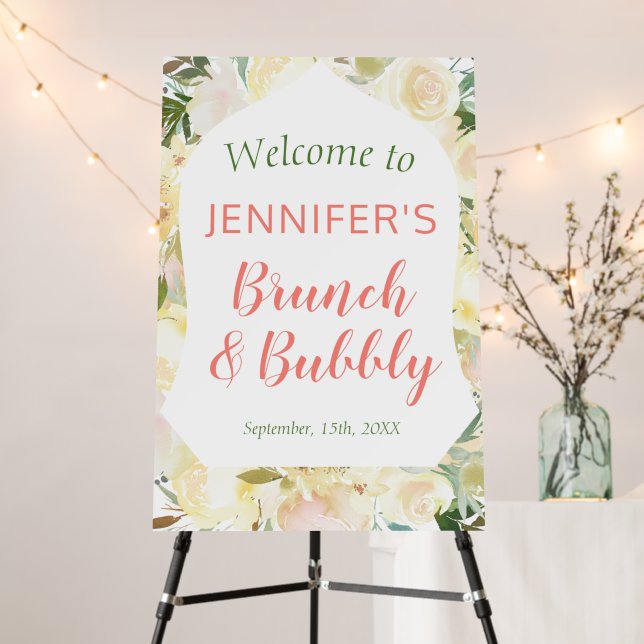 Brunch & Bubbly Boho Bridal Shower Welcome Foam Board (In Situ (Stand))