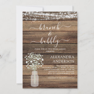 Brunch & Bubbly Bridal Shower Baby's Breath Jars Invitation