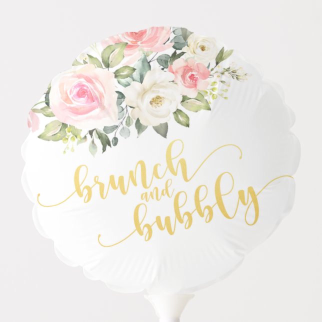 Brunch & Bubbly Bridal Shower Balloon - Gold Text (Front)