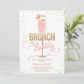 Brunch & Bubbly Bridal Shower Blush Gold Champagne Invitation (Standing Front)