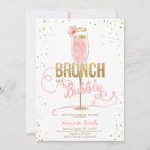 Brunch & Bubbly Bridal Shower Blush Gold Champagne Invitation (Front)