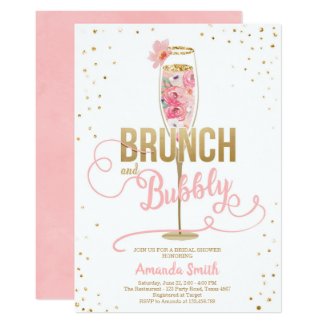 Brunch & Bubbly Bridal Shower Blush Gold Champagne Invitation