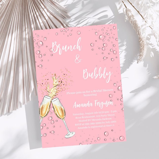 Brunch Bubbly Bridal Shower blush pink cheers Invitation (Creator Uploaded)