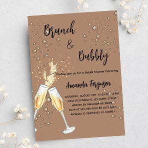 Brunch Bubbly Bridal Shower bubbles dusty earth Invitation Postcard