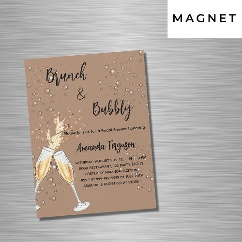 Brunch Bubbly Bridal Shower bubbles latte luxury Magnetic Invitation