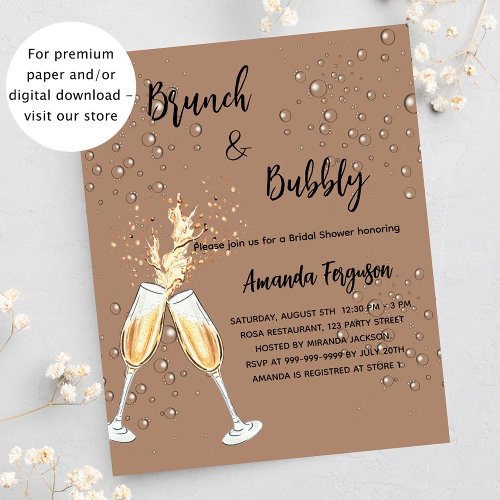 Brunch Bubbly Bridal Shower budget invitation