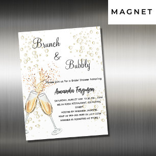 Brunch Bubbly Bridal Shower gold luxury Magnetic Invitation