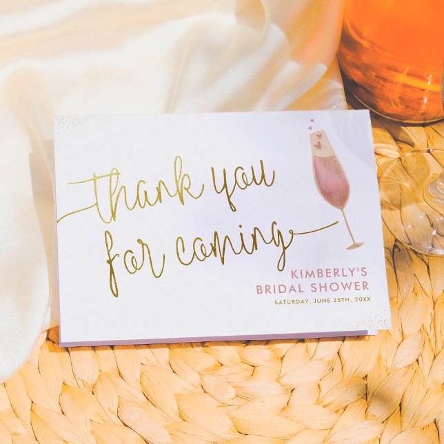 Brunch & Bubbly Bridal Shower Gold Thank You Card (Creator Uploaded)