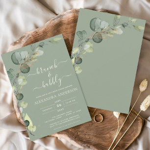 Brunch & Bubbly Bridal Shower Greenery Eucalyptus Invitation