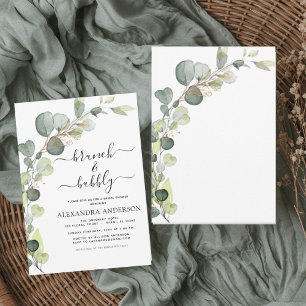 Brunch & Bubbly Bridal Shower Greenery Eucalyptus Invitation