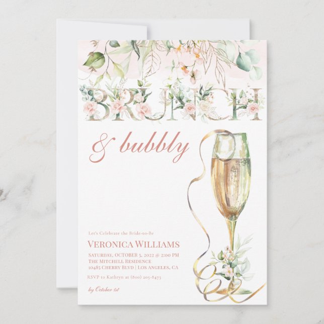 Brunch & Bubbly Bridal Shower Invitation (Front)