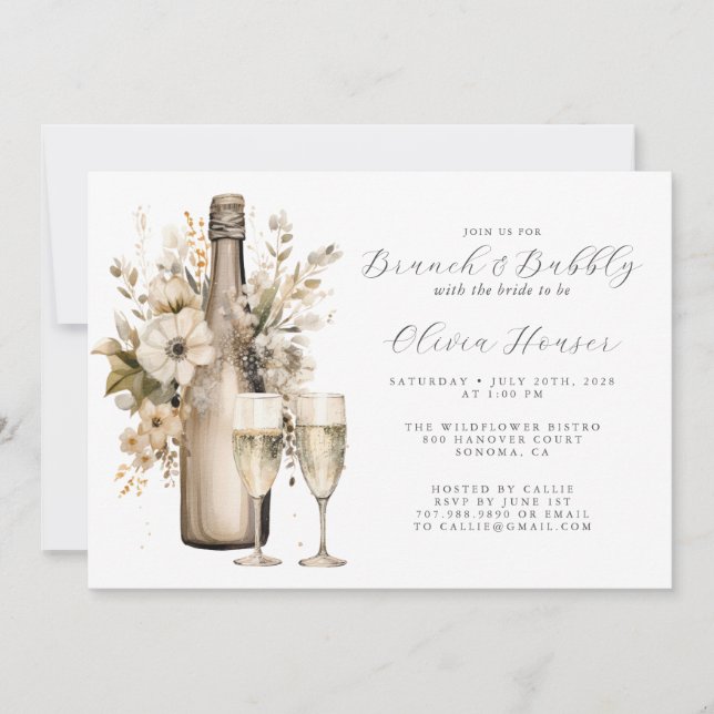 Brunch & Bubbly Bridal Shower Invitation (Front)