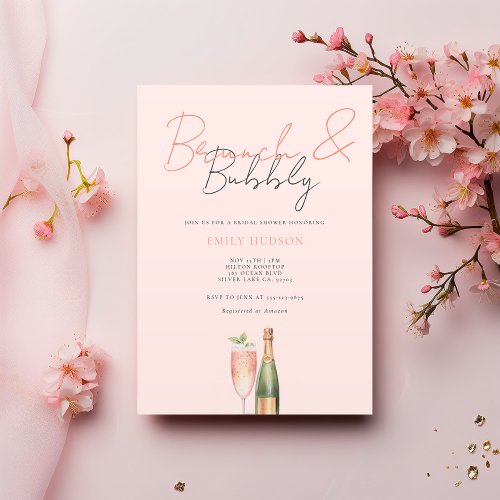 Brunch  Bubbly Bridal Shower Invitation