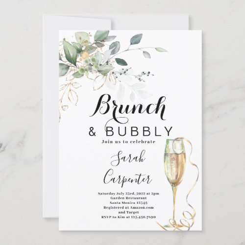 Brunch  Bubbly Bridal Shower invitation