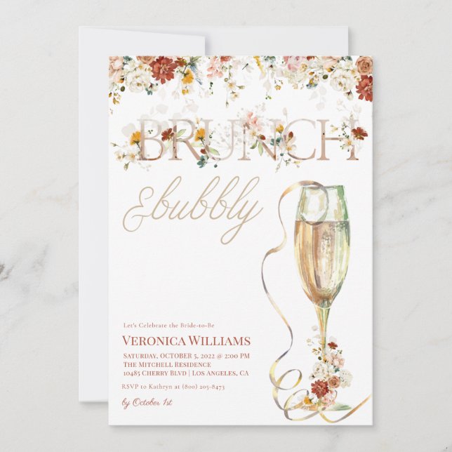 Brunch & Bubbly Bridal Shower Invitation (Front)