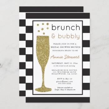 Brunch & Bubbly Bridal Shower Invitation Glitter by DearHenryDesign at Zazzle