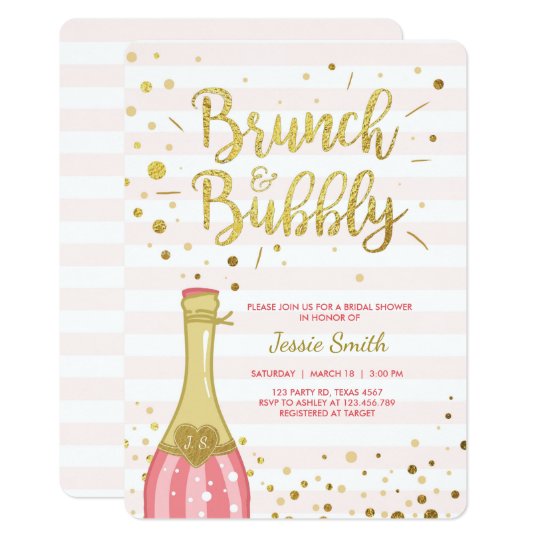 brunch bubbly bridal shower invitation pink gold zazzle com