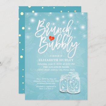 Brunch Bubbly Bridal Shower Mason Jar String Light Invitation by ReadyCardCard at Zazzle