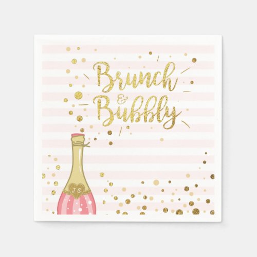 Brunch  Bubbly Bridal shower Paper Napkin Pink