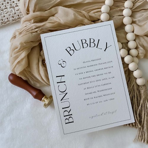 Brunch  Bubbly Bridal Shower Party Invitation