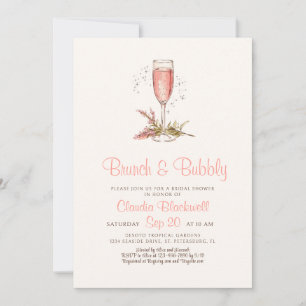 Brunch Bubbly Bridal Shower Peach Apricot Invitation