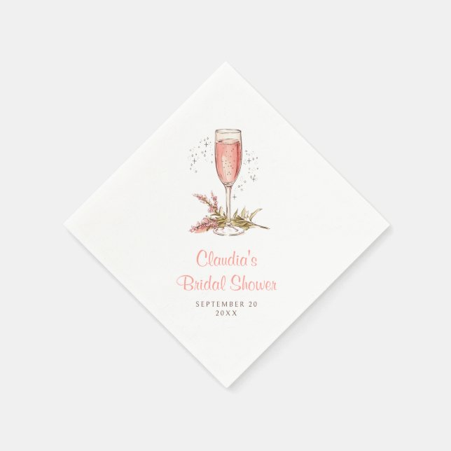 Brunch Bubbly Bridal Shower Peach Apricot Napkins (Corner)