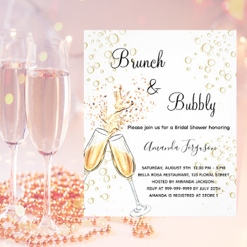 Brunch Bubbly Bridal Shower Pink Budget Invitation Flyer by Thunes at Zazzle