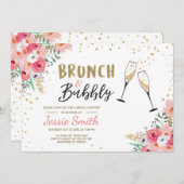 Brunch & Bubbly Bridal Shower Pink Gold Champagne Invitation (Front/Back)