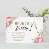 Brunch & Bubbly Bridal Shower Pink Gold Champagne Invitation (Standing Front)