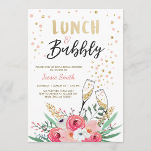 Brunch & Bubbly Bridal Shower Pink Gold Champagne Invitation