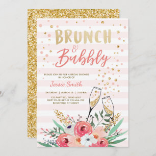 Brunch & Bubbly Bridal Shower Pink Gold Champagne Invitation