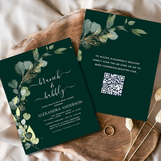 Brunch & Bubbly Bridal Shower QR Code Invitation Flyer (Creator Uploaded)
