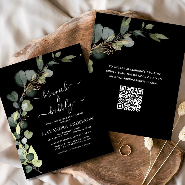 Brunch & Bubbly Bridal Shower QR Code Invitation Flyer (Creator Uploaded)