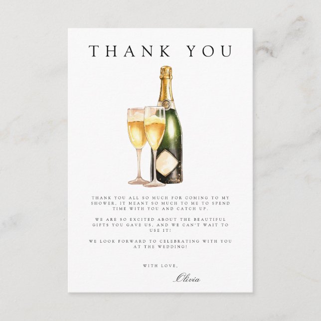 Brunch & Bubbly Bridal Shower Thank You Card (Front)