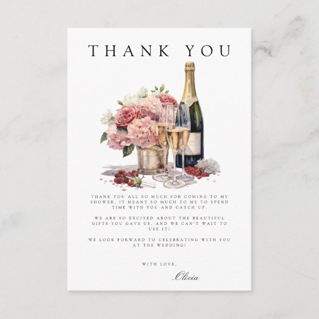 Brunch & Bubbly Bridal Shower Thank You Card (Front)