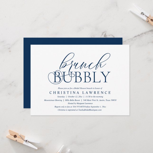 Brunch Bubbly, Bride to be, Bridal Shower Invitati Invitation (Front/Back In Situ)