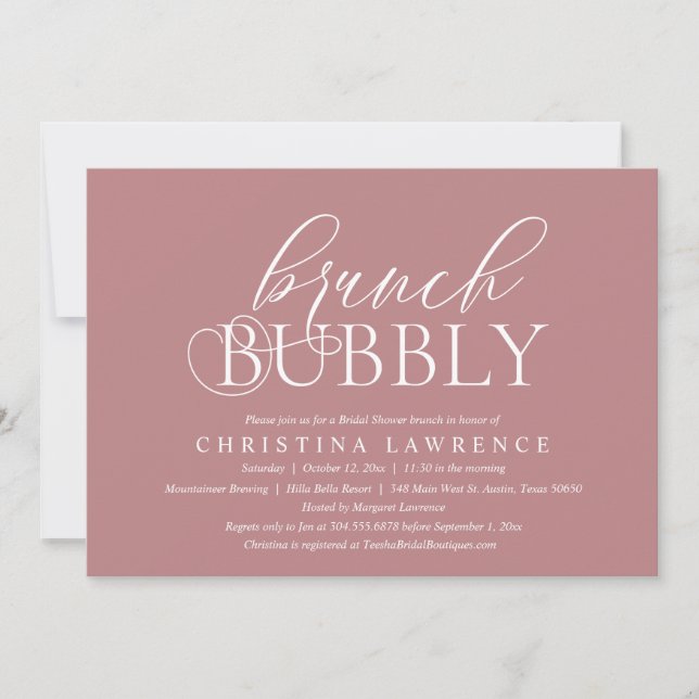 Brunch Bubbly, Bride to be, Bridal Shower Invitati Invitation (Front)