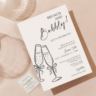 Brunch & Bubbly Champagne Black Bow Bridal Shower Invitation