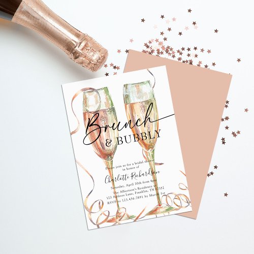 Brunch  Bubbly Champagne Bridal Shower Invitation