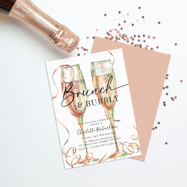 Brunch & Bubbly Champagne Bridal Shower Invitation (Creator Uploaded)