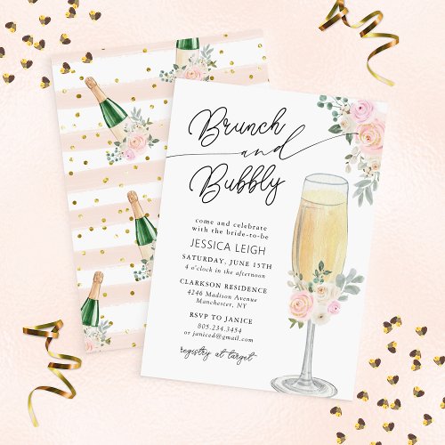 Brunch  Bubbly Champagne Bridal Shower Invitation